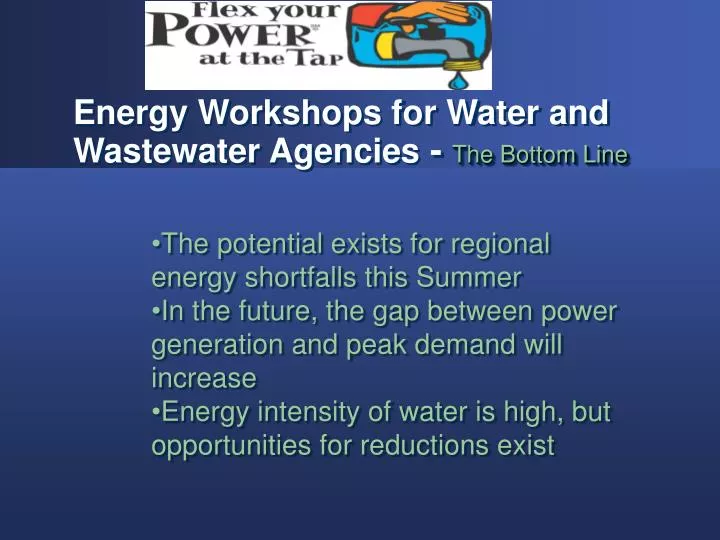 energy workshops for water and wastewater agencies the bottom line