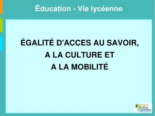 ducation vie lyc enne