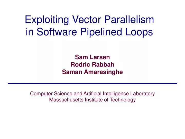exploiting vector parallelism in software pipelined loops