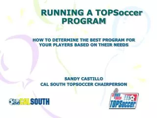 RUNNING A TOPSoccer PROGRAM