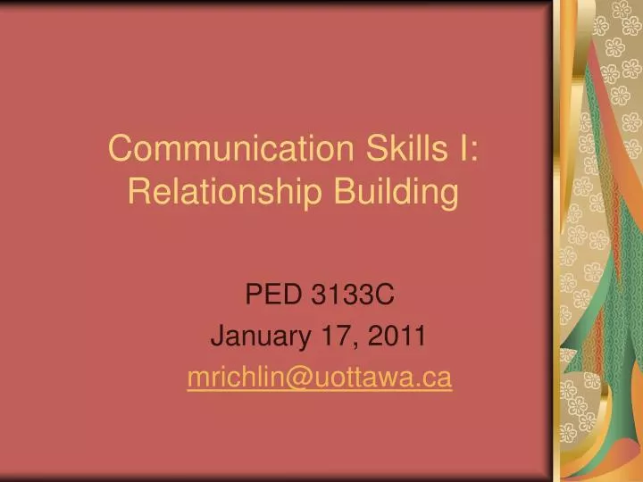 communication skills i relationship building