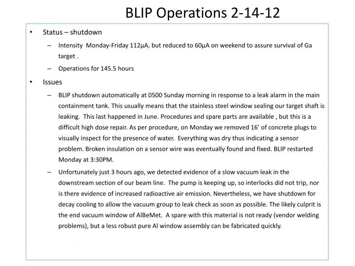 blip operations 2 14 12