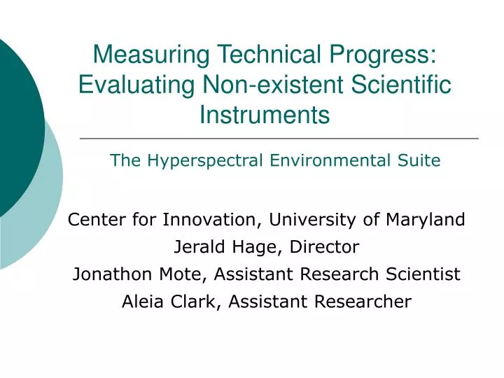 measuring technical progress evaluating non existent scientific instruments