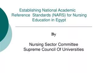 Establishing National Academic Reference Standards (NARS) for Nursing Education in Egypt