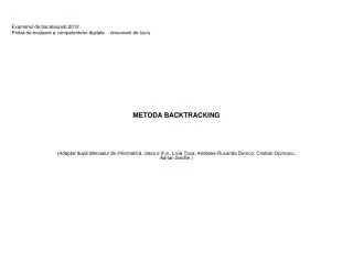 metoda backtracking