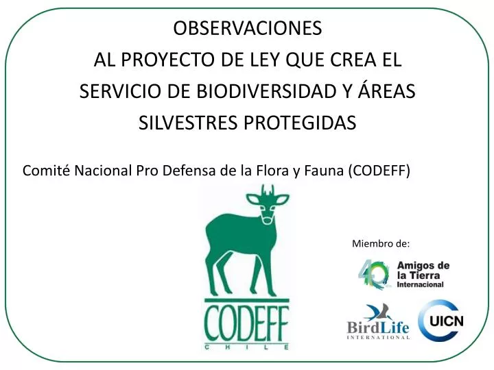 observaciones al proyecto de ley que crea el servicio de biodiversidad y reas silvestres protegidas