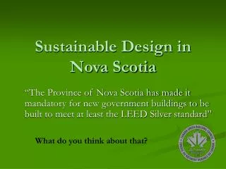 Sustainable Design in Nova Scotia
