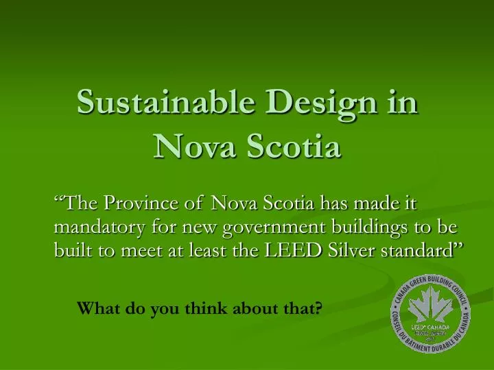 sustainable design in nova scotia