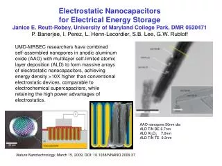 Electrostatic Nanocapacitors for Electrical Energy Storage