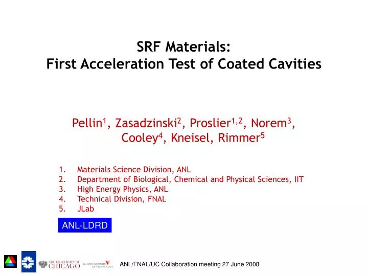 srf materials first acceleration test of coated cavities