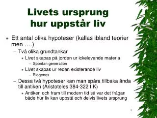 livets ursprung hur uppst r liv