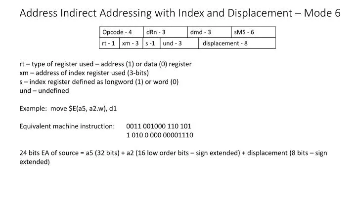 address indirect addressing with index and displacement mode 6