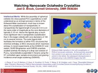 Watching Nanoscale Octahedra Crystallize Joel D. Brock, Cornell University, DMR 0936384