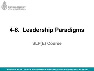 4-6. Leadership Paradigms