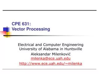 CPE 631: Vector Processing