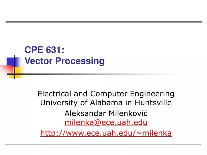 cpe 631 vector processing