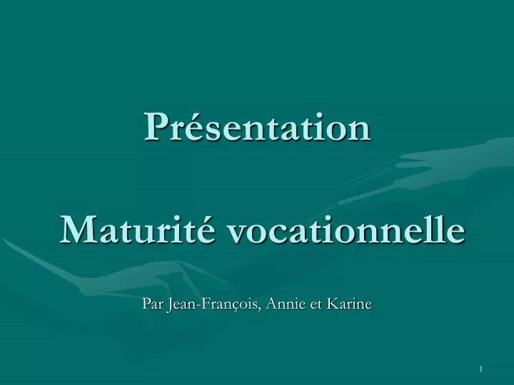 pr sentation maturit vocationnelle