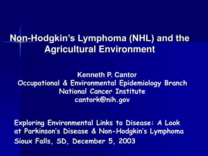 non hodgkin s lymphoma nhl and the agricultural environment