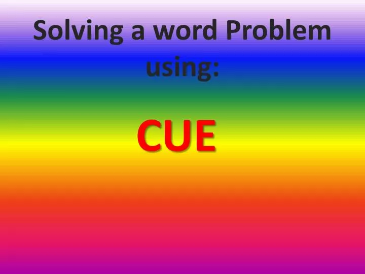 solving a word problem using