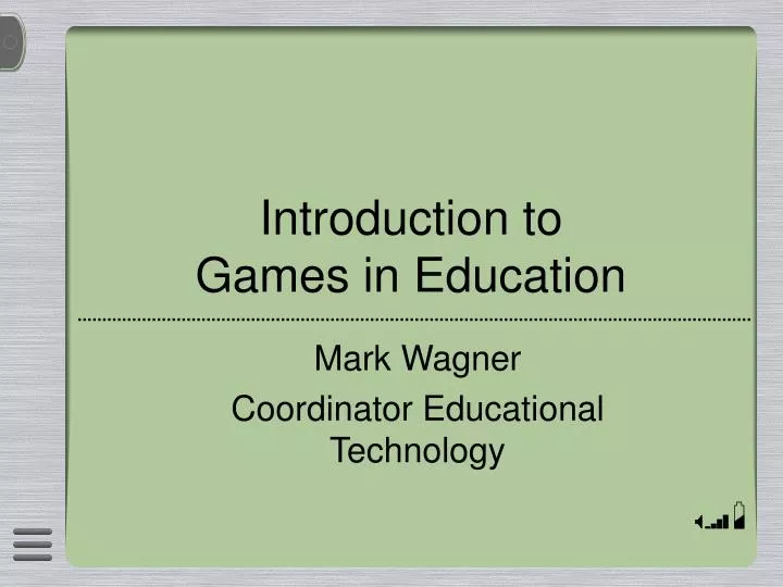 introduction to games in education