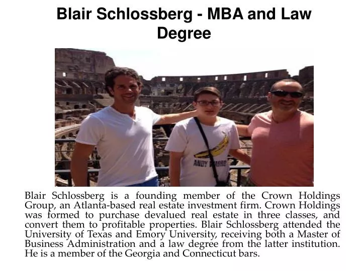 blair schlossberg mba and law degree