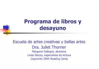 programa de libros y desayuno