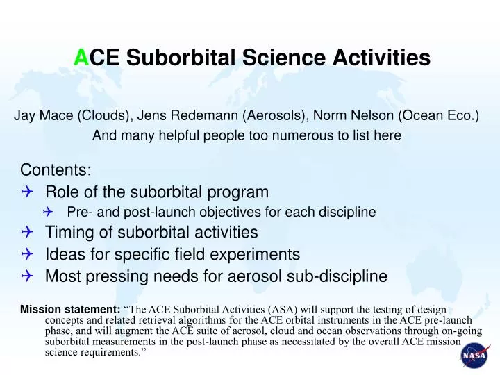 a ce suborbital science activities