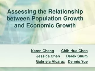 Assessing the Relationship between Population Growth and Economic Growth