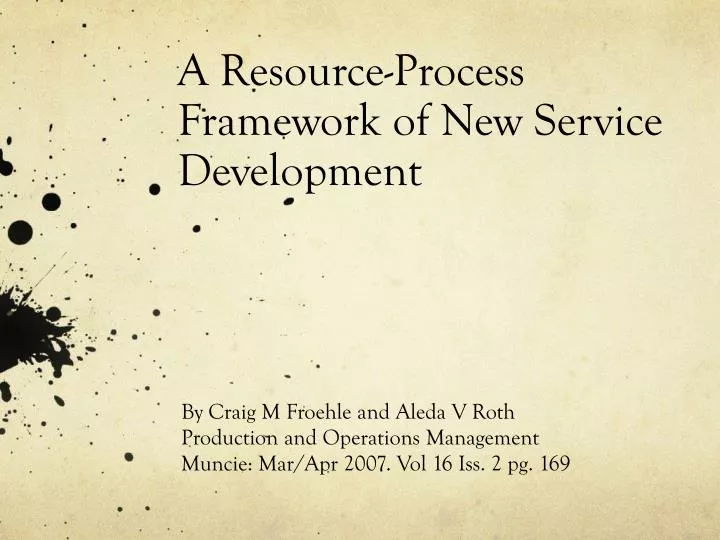 a resource process framework of new service development