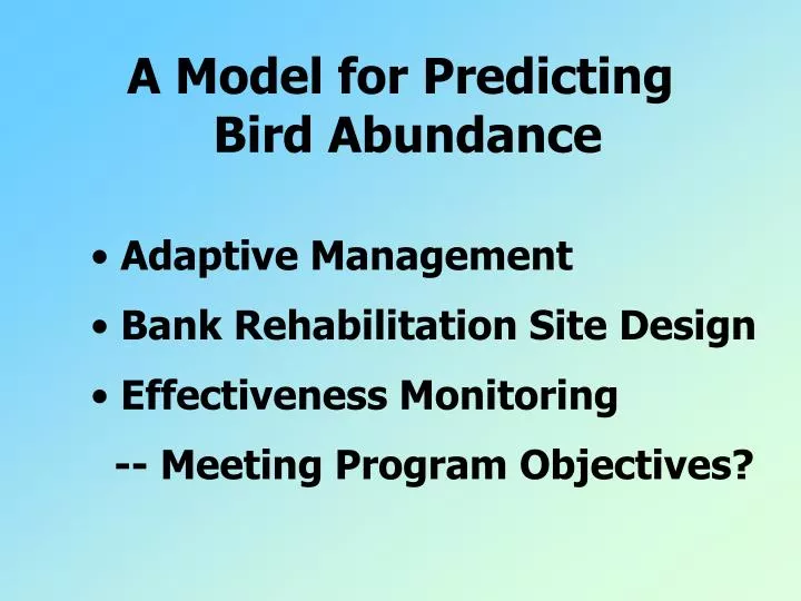 a model for predicting bird abundance