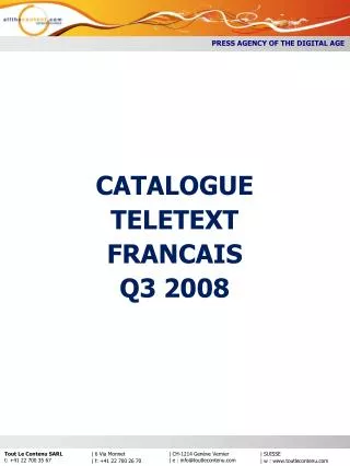 CATALOGUE TELETEXT FRANCAIS Q3 2008