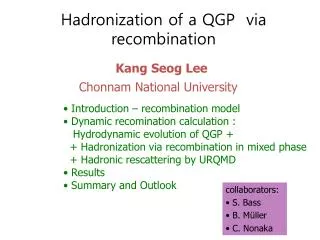 Hadronization of a QGP via recombination