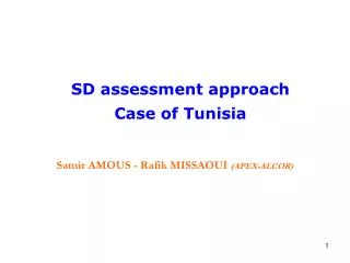SD assessment approach Case of Tunisia