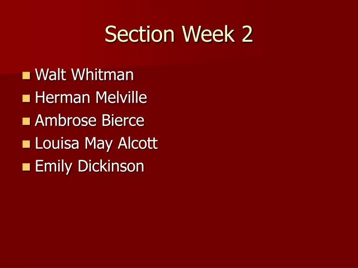 section week 2