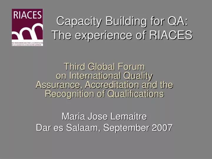 capacity building for qa the experience of riaces