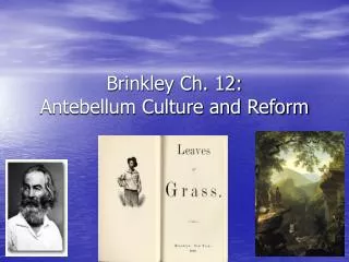 Brinkley Ch. 12: Antebellum Culture and Reform