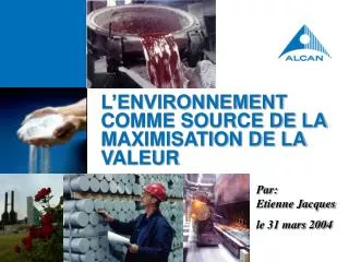 l environnement comme source de la maximisation de la valeur