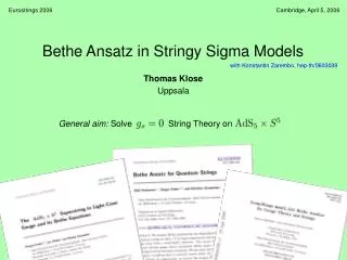 Bethe Ansatz in Stringy Sigma Models