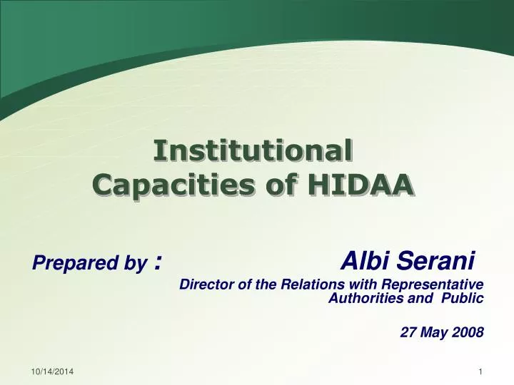 institutional capacities of hidaa