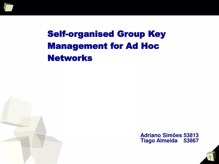 self organised group key management for ad hoc networks