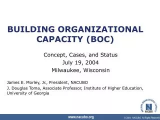 BUILDING ORGANIZATIONAL CAPACITY (BOC)