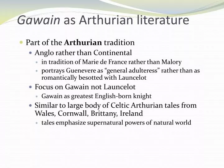 gawain as arthurian literature