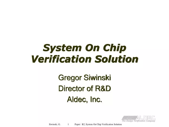 system on chip verification solution