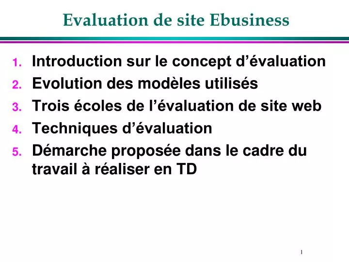 evaluation de site ebusiness