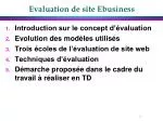 Evaluation de site Ebusiness - slide 1