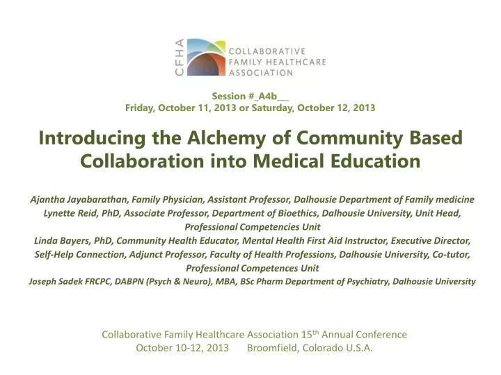 introducing the alchemy of community based collaboration into medical education