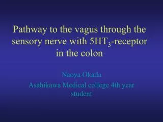 Pathway to the vagus through the sensory nerve with 5HT 3 -receptor in the colon
