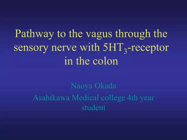 pathway to the vagus through the sensory nerve with 5ht 3 receptor in the colon