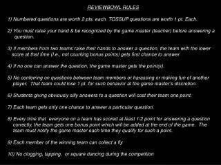 REVIEWBOWL RULES
