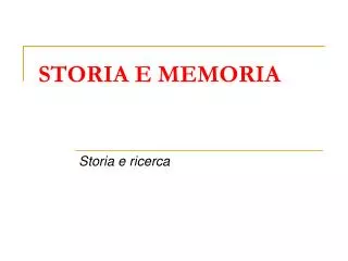 storia e memoria